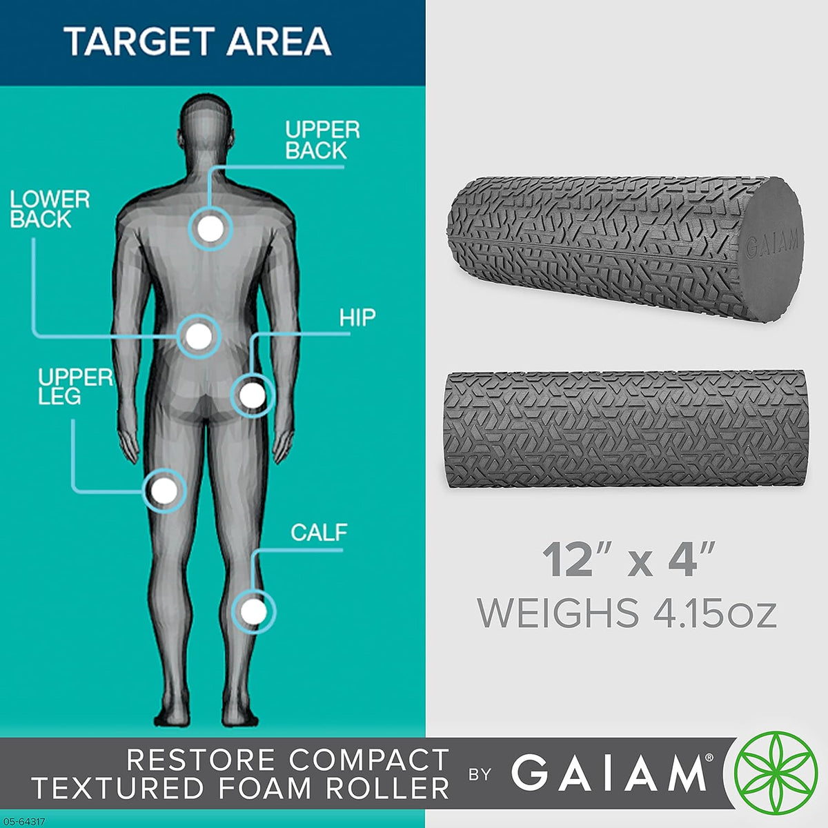 Korex Compact Textured Foam Roller – Muscle Recovery & Deep Tissue Massager