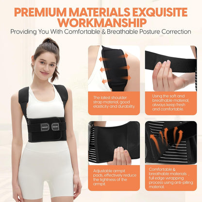 Korex Ergonomic Back Brace & Posture Corrector – Adjustable Spine & Lumbar Support